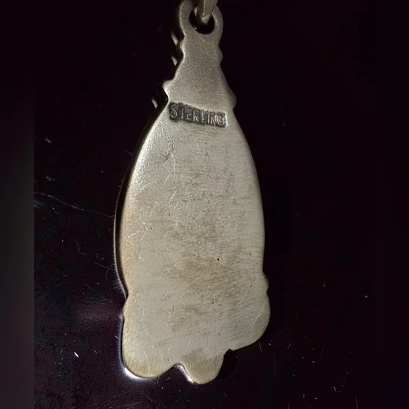 Sterling Silver Teardrop Native American kingman Turquoise Pendant Necklace - Picture 3 of 5